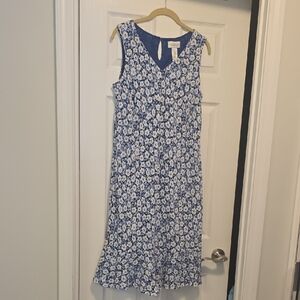 Liz Claiborne Blue and Cream Floral Dress